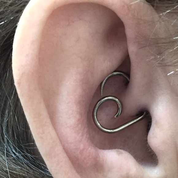 14k Rose Gold Cartilage Hoop Earring - Picture 2 of 4